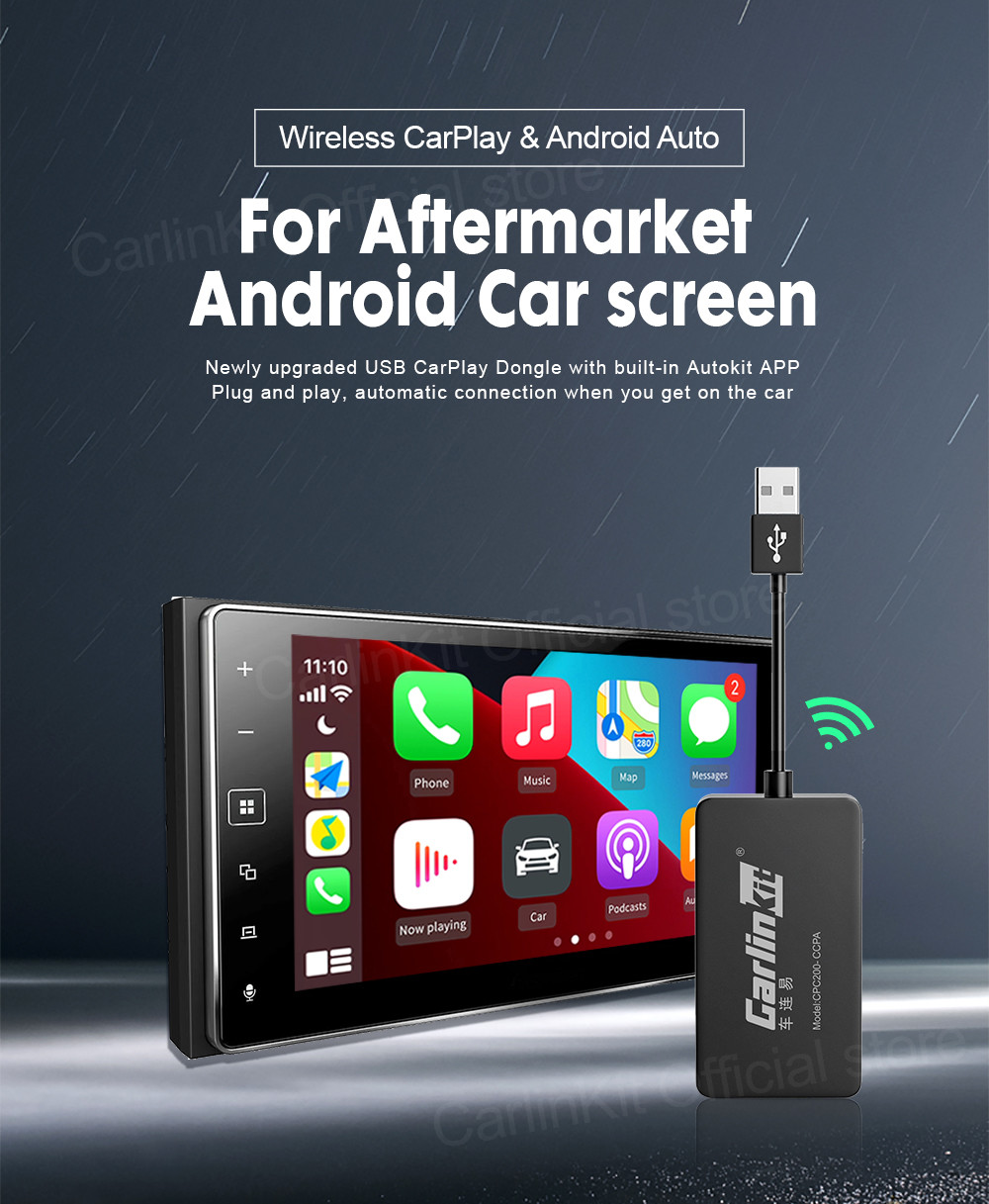 Android 4.4+ to Wireless Carplay and Android Auto Adapter Dongle CCPA Car Android Box