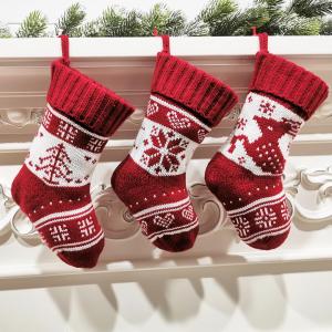 China Hanging Christmas Knitted Stocking Decorations Stuffed Xmas Tree Hanging Toys wholesale