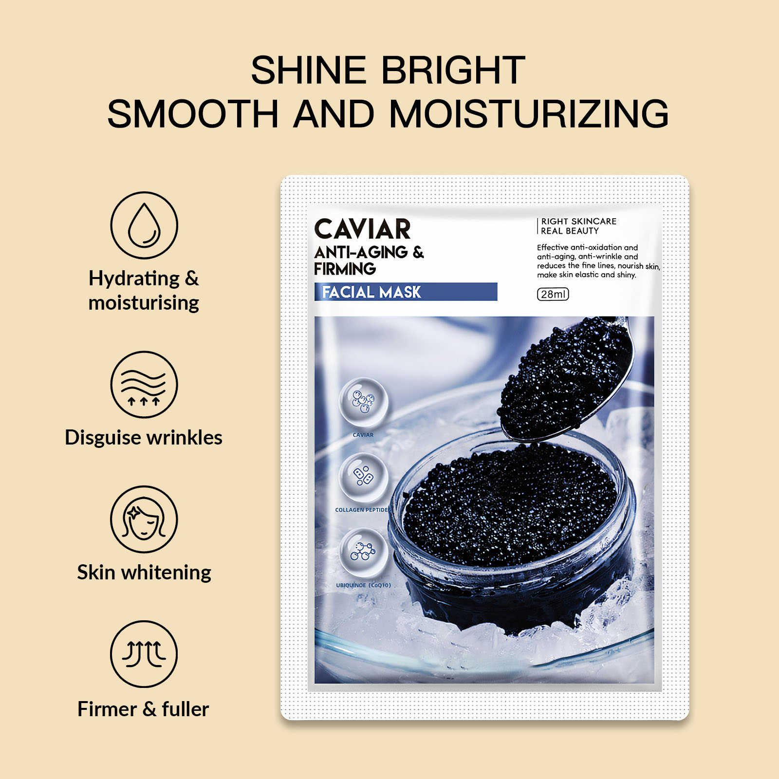 Royal Firming Effective Anti-oxidation and Anti-aging Mask Hydrating Caviar Facial Mask