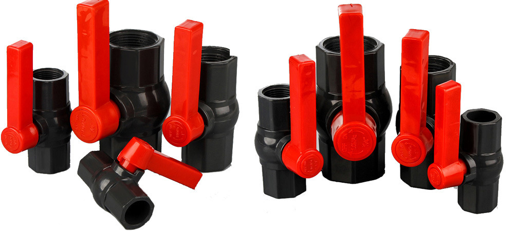 PVC Red Handle New Material Black Octangle Male and Female Threaded Ball Valve