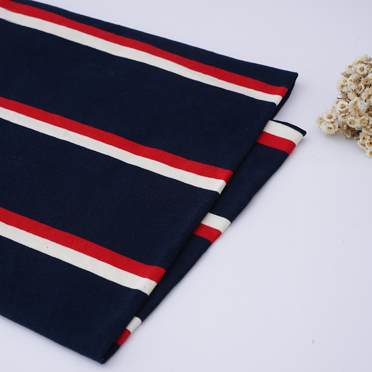 Low Shrinkage Yarn Dyed Stripe Knit Fabric 100% Cotton Texture 40S