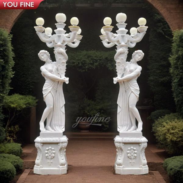 Outdoor Garden Life Size Marble Human Figure Statue Light