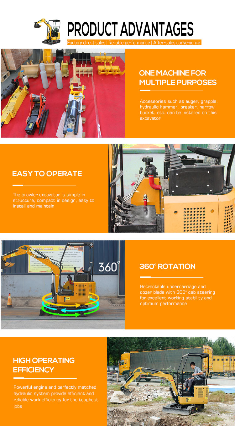 1.8 ton 1.2 ton Mini Excavator High Operating Efficiency 380mm Ground Clearance Direct