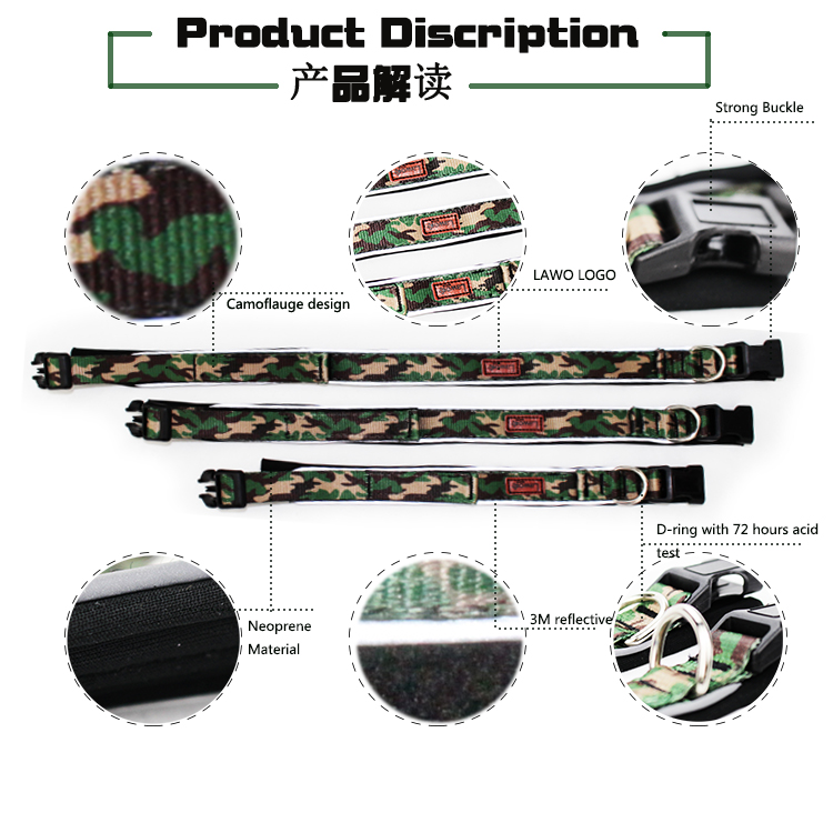 Luxury Pattern Reflective Big Nylon Dog Collars Products Pet Accessories Custom Dog Collar