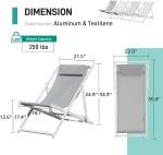Outdoor Folding Beach Sling Chairs Set, Aluminum Patio Lounge Chair, Portable