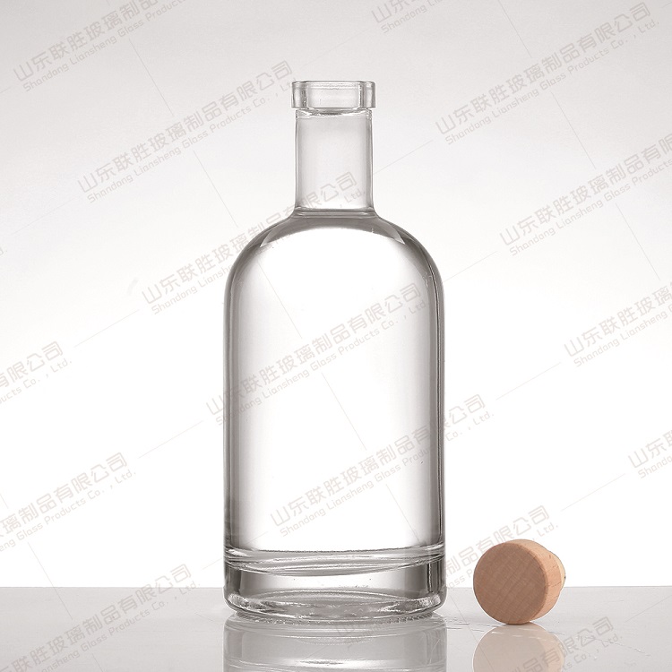 Clear Empty Glass Bottle With Cork 200ml 375ml 500ml 750ml For Vodka Gin Rum Tequila