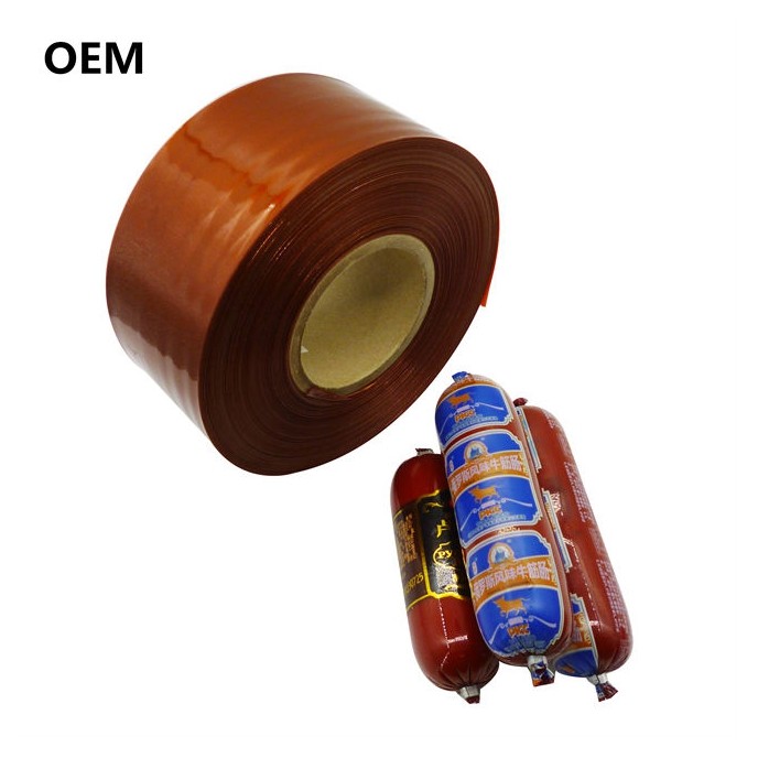 Customized Logo Printing High Barrier Pvdc Plastic Sausage Casing Film