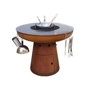 China Custom Camping Corten Steel BBQ Grill 600-1000mm Garden Fire Pit Bowl wholesale