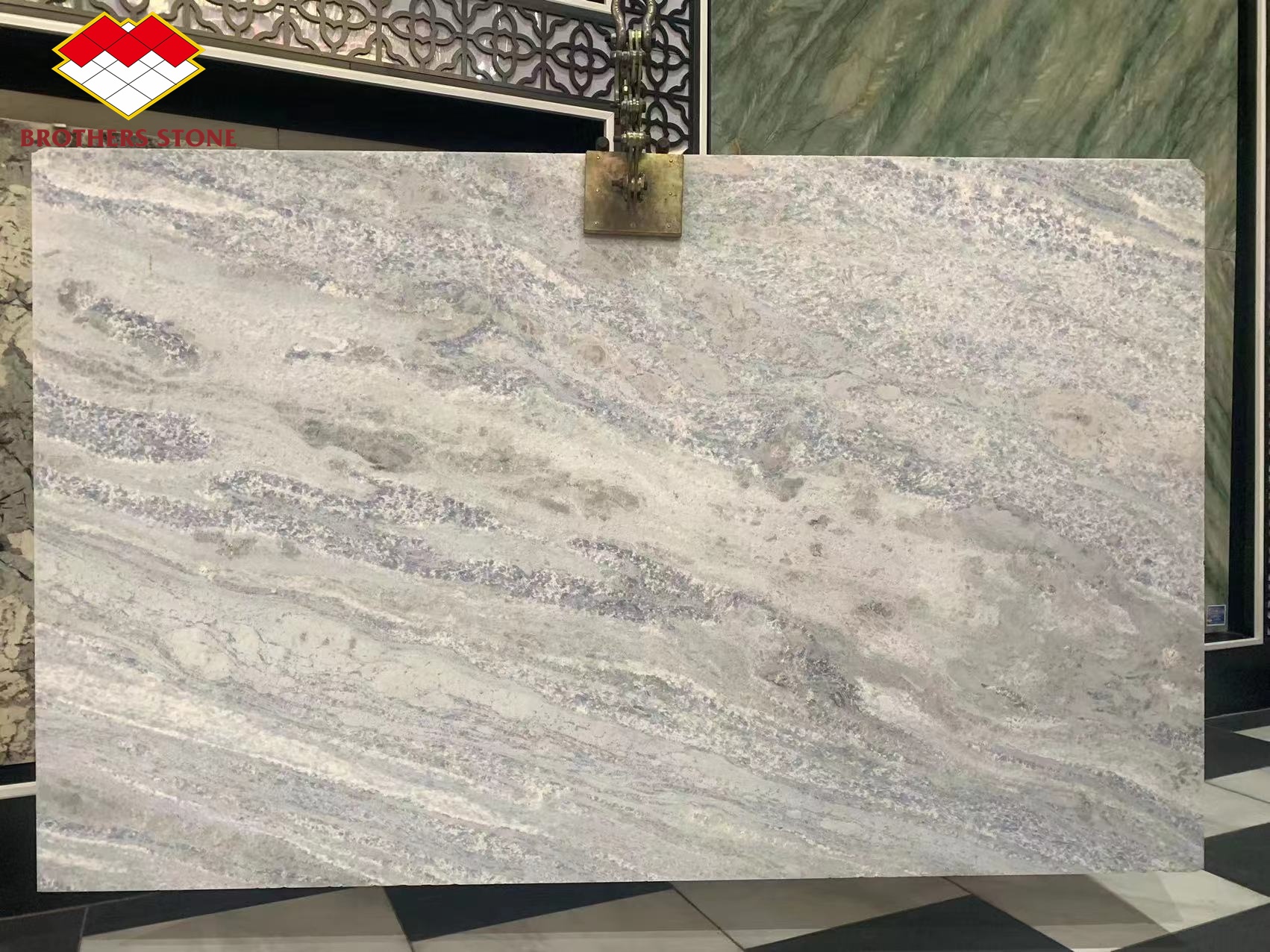 Customized Size Blue Quartz Countertops Backlit Brazil Blue Crystal Marble Stone at Good