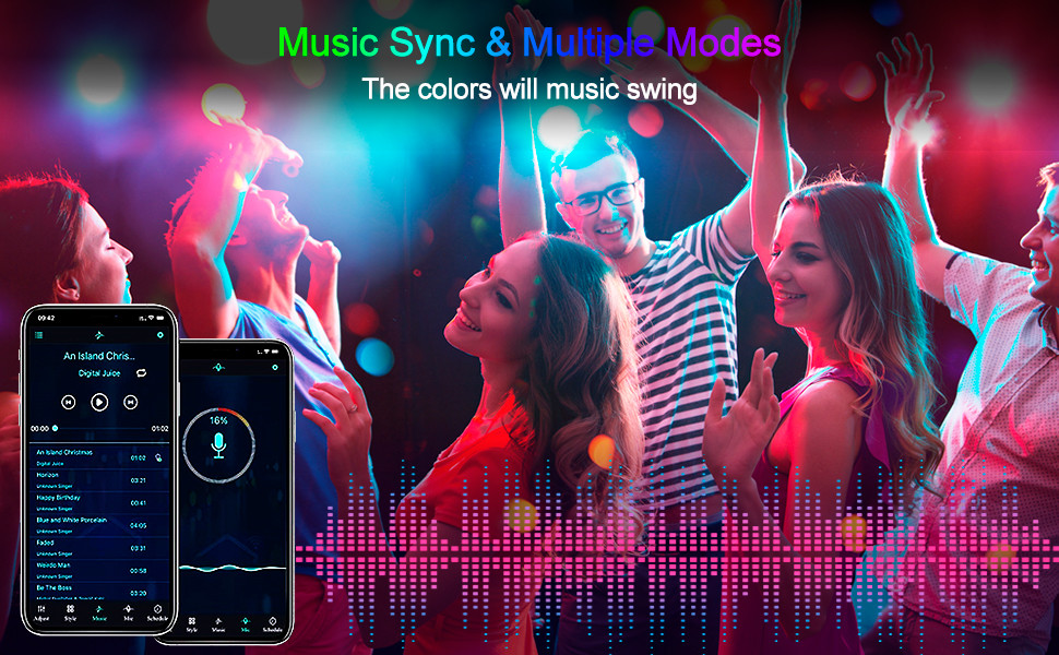 Stable DC12V RGB Outdoor String Lights APP Control Multipurpose