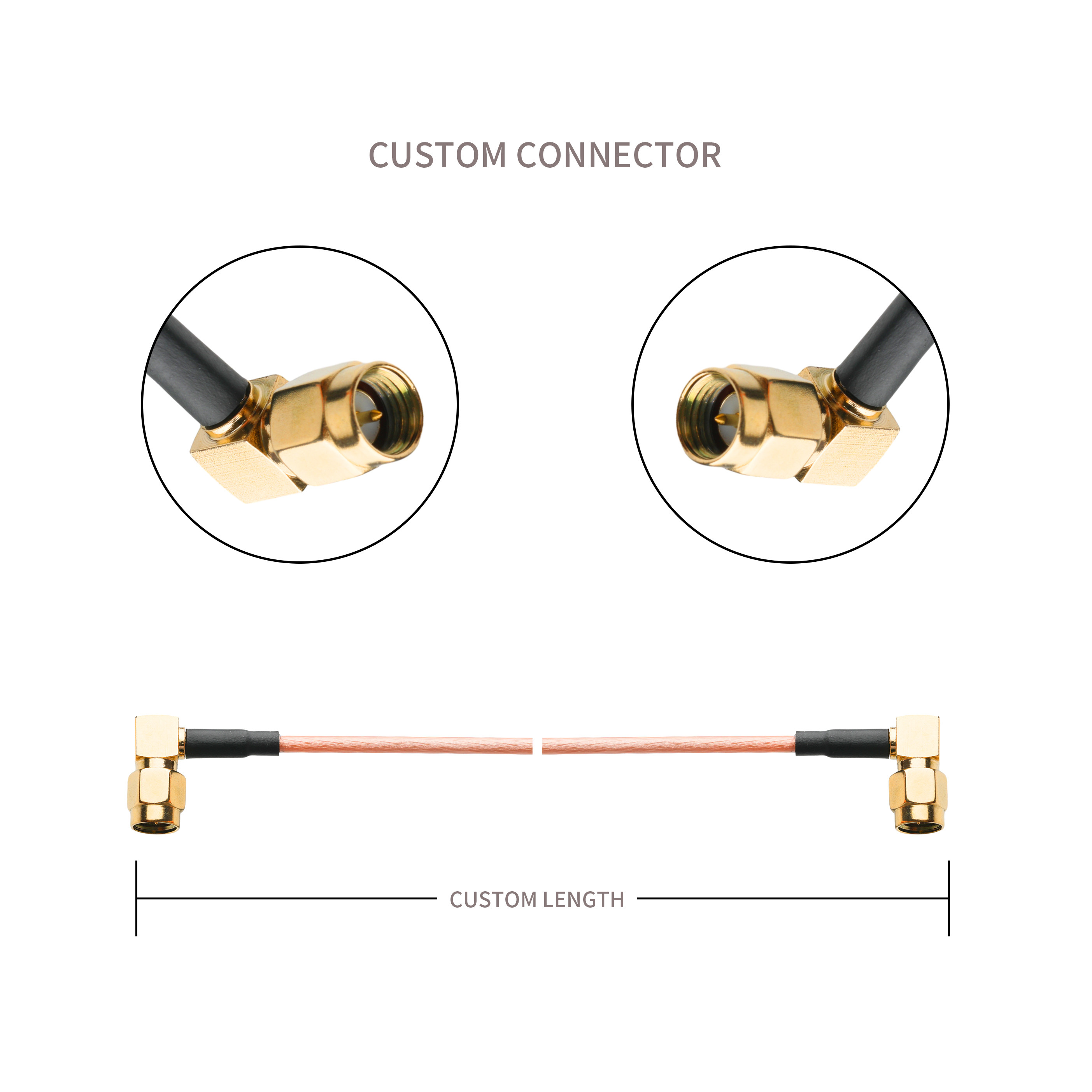 ROHS RF Coaxial Connectors RG316 Cable RA SMA Plug Right Angle Plug Cable Connector