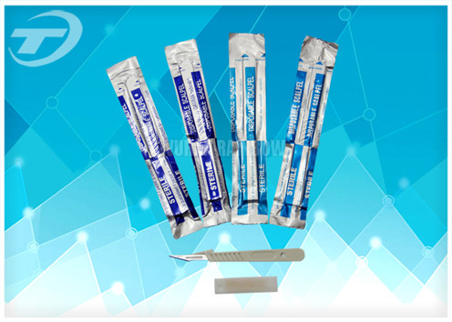 Stainless Steel Safety Surgical Scalpel Blades With Plastic Handle