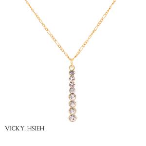 China VICKY.HSIEH Gold Tone Crystal Rhinestone Pave Pendant Long Necklace wholesale