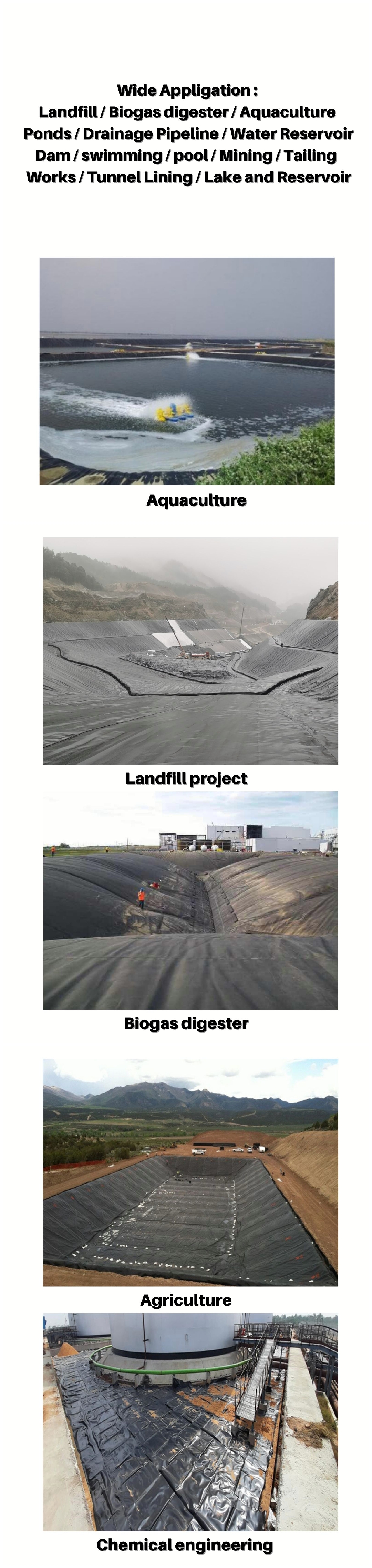 Waterproof HDPE Geomembrane 30m Length for Pond Liner and Dam Liner 0.3-3mm Thickness