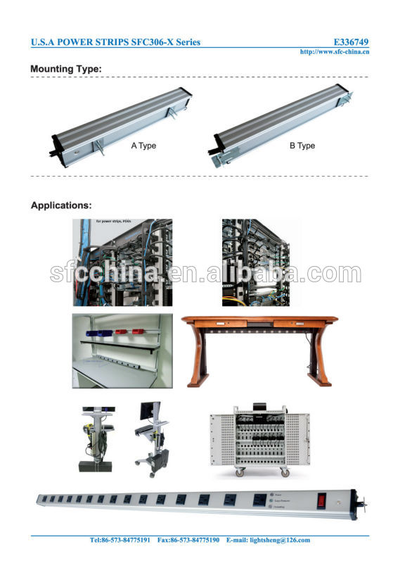 American usa canada mexico UL C-UL Certictication E336749 Industrial Bench Power Strip