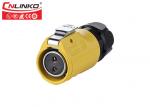 Yellow Plastic M20 2Pin Female Plug Male Socket Soldering Waterproof Power