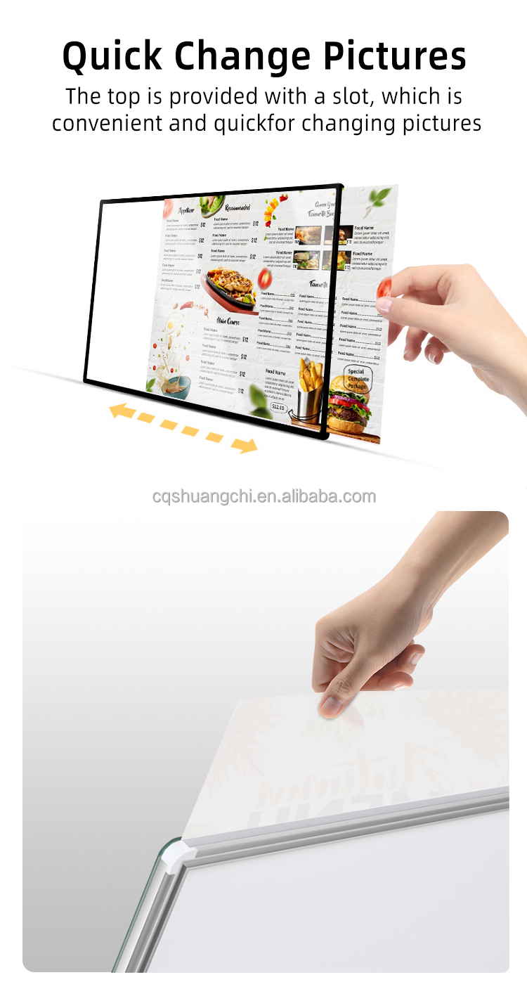 9mm Thickness Aluminum Frame Ultra Slim Light Box for Fast Food Advertising Posters