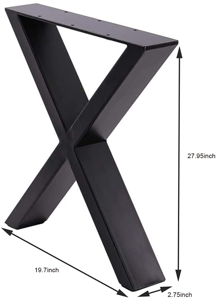 X Shaped Frame Legs for Black Industrial Rustic Metal Dining Table in Office Interior