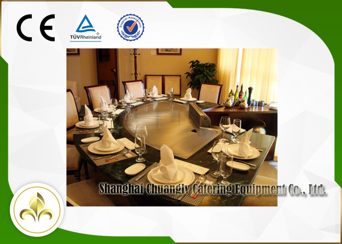 Professional Commercial Gas Teppanyaki Plate , Eleven Seat Flat Top Gas Grill Table