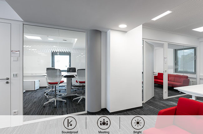 Silent Room Glazed Wall Partition Customized Size Design Reduces Noise And Echoes