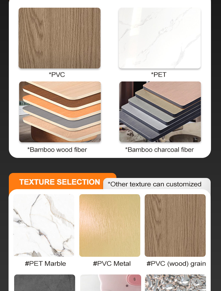5mm Wood Grain PVC Wall Board Flexible Bamboo Charcoal Decorative Wall Panel