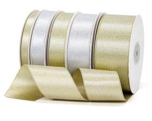 China Spot gold and silver ribbon gifts, gold and silver silk woven ribbons, fresh flower gift boxes, packaging accessories, ribbons wholesale