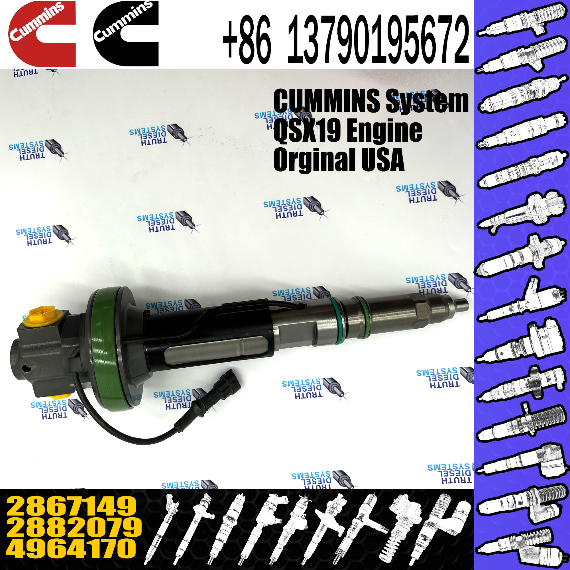 Original QSK19 QSK60 Fuel Injector F00BL0J019 2867149 4964173 4955527 4964170 F00BL0J020 4955524 4918073