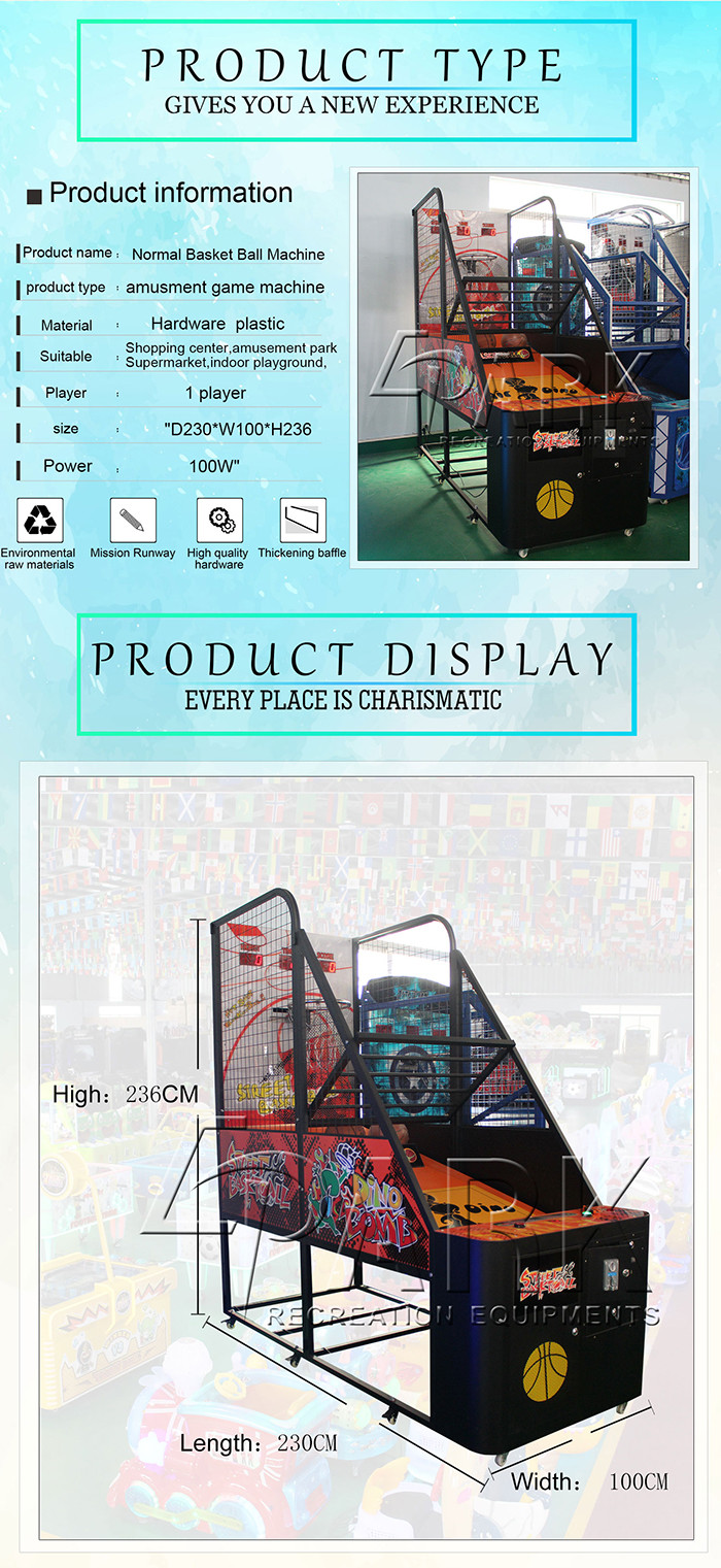 Amusement Adult Arcade Basketball Game Machine Coin Operated Metal Material