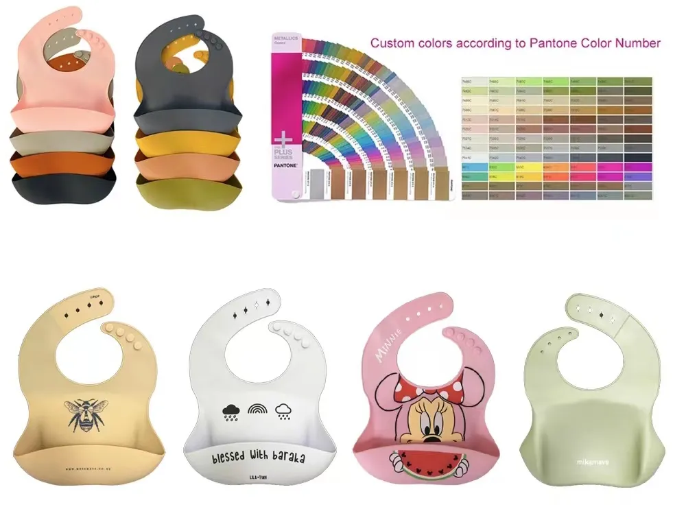 Adjustable Soft Silicone Waterproof Infant Bibs Baby Bibs For Newborns Washable