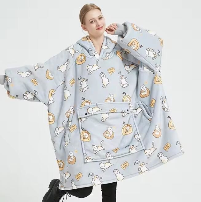 Anime Print Design Thick Hoodie Blanket Hoodie Fleece Tv Blanket