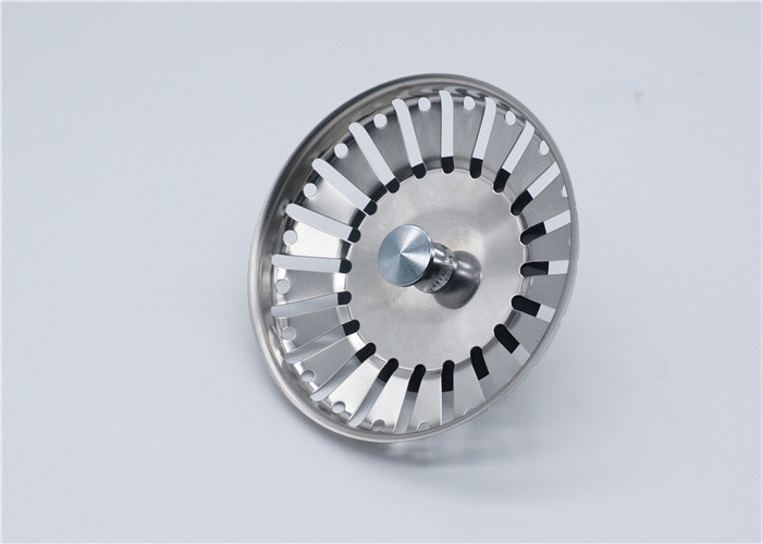 Polished Kitchen Sink Strainer Set Replacement Outlet OD 84mm Anti - Oil