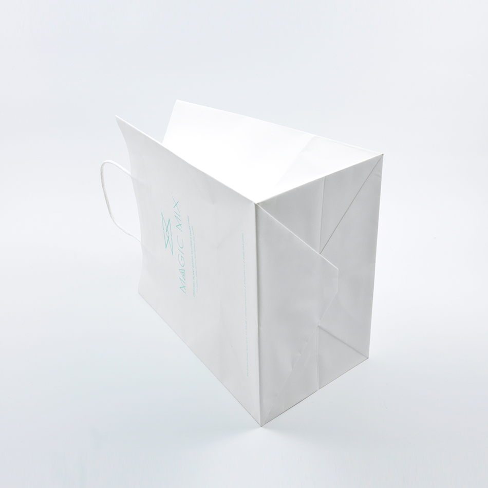 Custom Kraft Paper Bags with Hand Length Handle White Color Food Grade