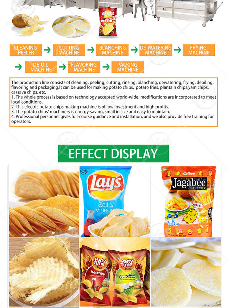 30-200kg/h Potato Fry Machine Potato Crisp Making Machine