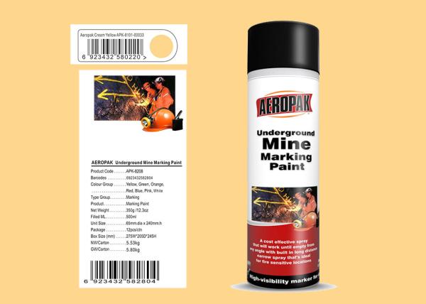 AEROPAK Underground Mine Marking Spray Paint cream yellow 500ml with ROHS for