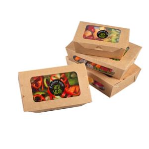 China One Time Ice Cream Flexo Offset Kraft Paper Bowls Disposable kraft Paper Salad Fruit Takeaway Lunch Packaging Box wholesale