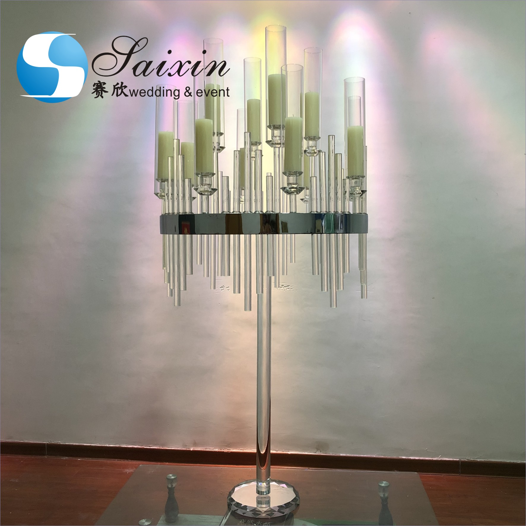 ZT-407V Wholesale event decoration oval support crystal chandelier centerpieces