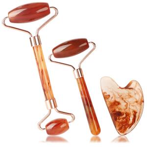 China Anti Aging Face Jade Roller Set Rose Quartz Massage Roller wholesale