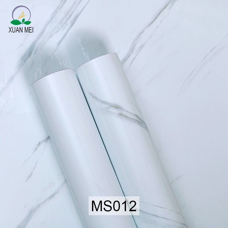 Waterproof Adhesive Wallpaper Stickers for Kitchen Countertop and Bathroom White Marble Granite Design Mildew Proof