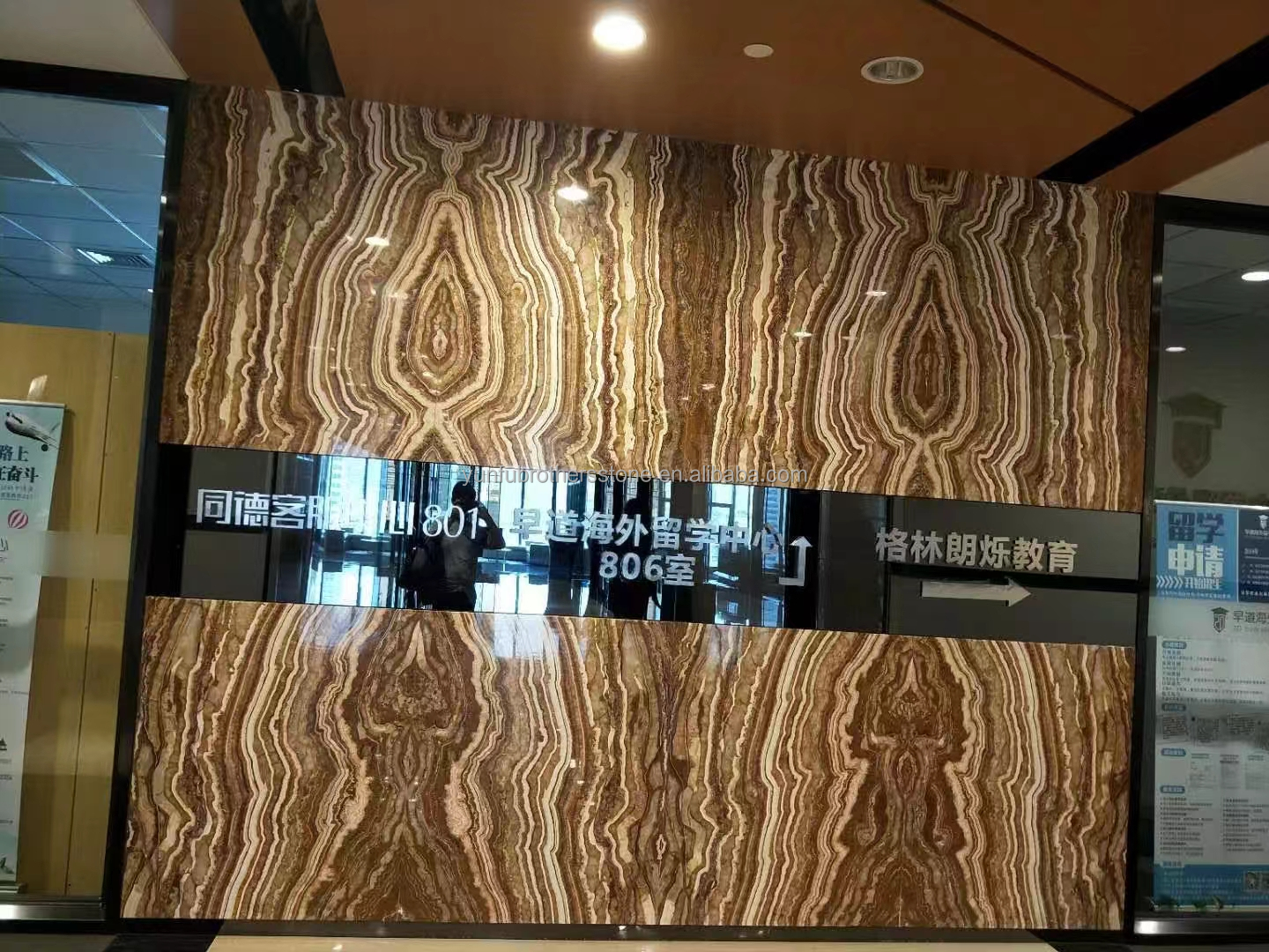 Polished Black Sea Onyx Marble Translucent Texture for Interior Wall Panel Decoration