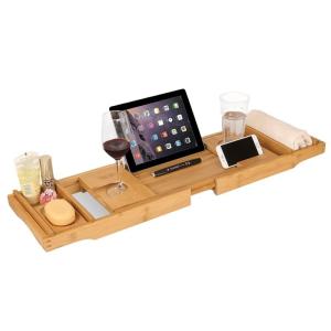 China Expandable Bamboo Bathtub Caddy Tray Customized 108.5x22.5x4.5cm wholesale