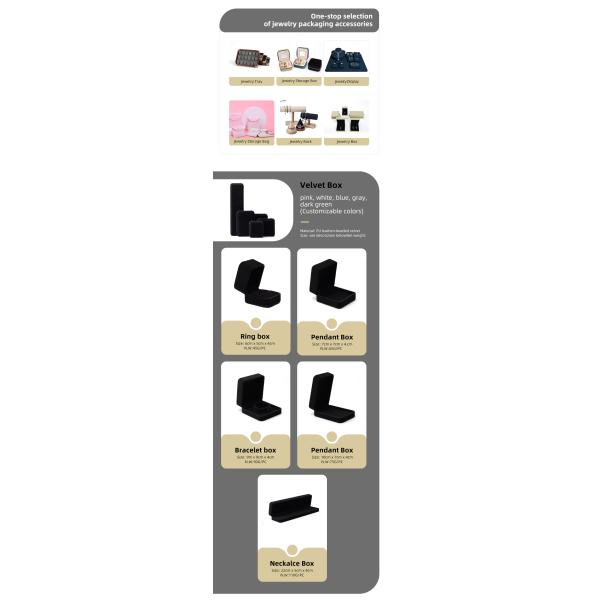 Customized Size Gray Velvet Jewelry Box for Necklace ring Earrings Bracelet Packaging