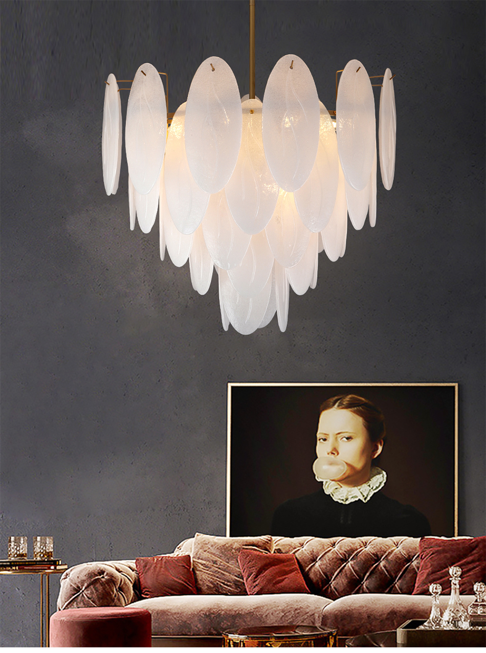 Modern chandeliers for living room glass round art décor leaf chandelier(WH-MI-320)