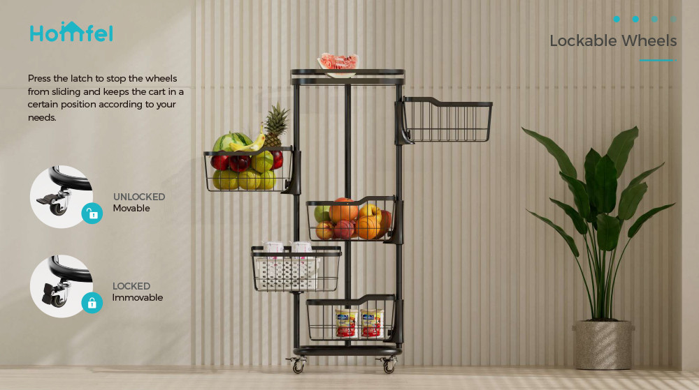 Rotating Storage Organizer Household Utility Cart Multifunctional Rolling Cart