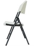 White Portable Plastic Folding Chair Metal Frame Outdoor Garden Picnic Chair