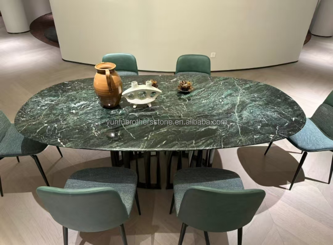 Natural Stone Cat's Eye Green Big Slab Dining Table Top for Villa Interior Decoration