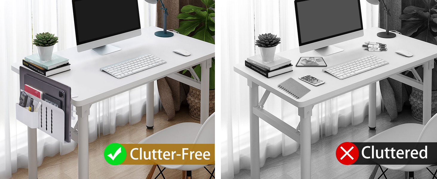 Desk Side Storage Hanging Desk Organizer White Document Shelf for Office and Home