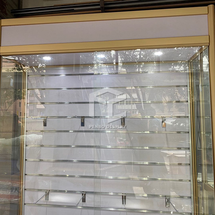 Aluminum Glass Display Showcase Brushed Store Display Cabinet