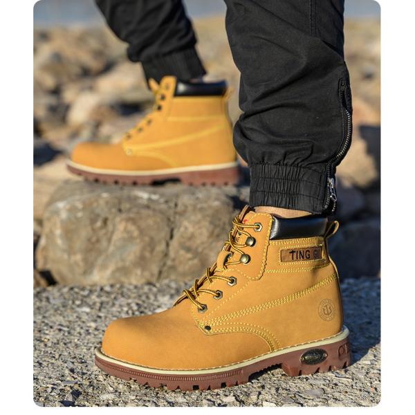 Black Microfiber Leather Safety Boots Beef Tendon Sole Work Shoes For Men