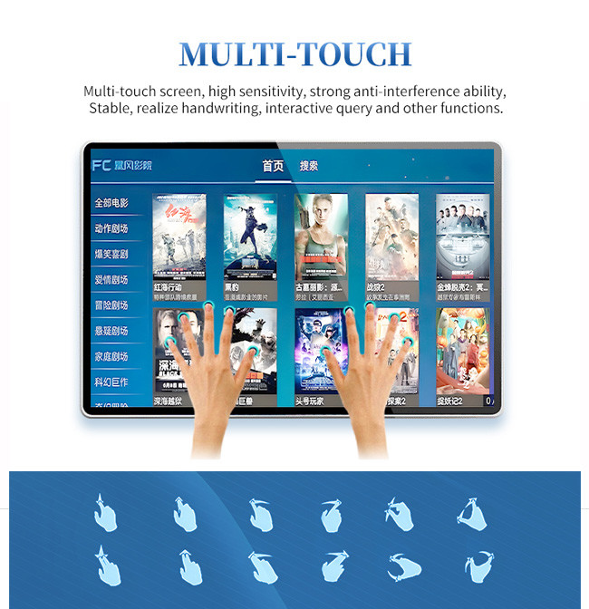 32 Horizontal Touch Screen Kiosk Wifi Query Machine 1366x768 Resolution