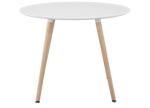 White Kitchen Round Dinning Room Tables Heat Transferred Wood Grain Film